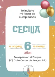 INVITACION DE CUMPLEAÑOS INFANTIL GRATIS PERSONALIZABLE