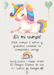 INVITACION UNICORNIO CUMPLEAÑOS INFANTIL GRATIS PERSONALIZABLE